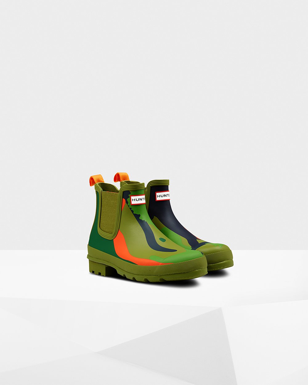 Mens Hunter Original Rockpool Camo - Chelsea Boots Green - 8294-ODVZS